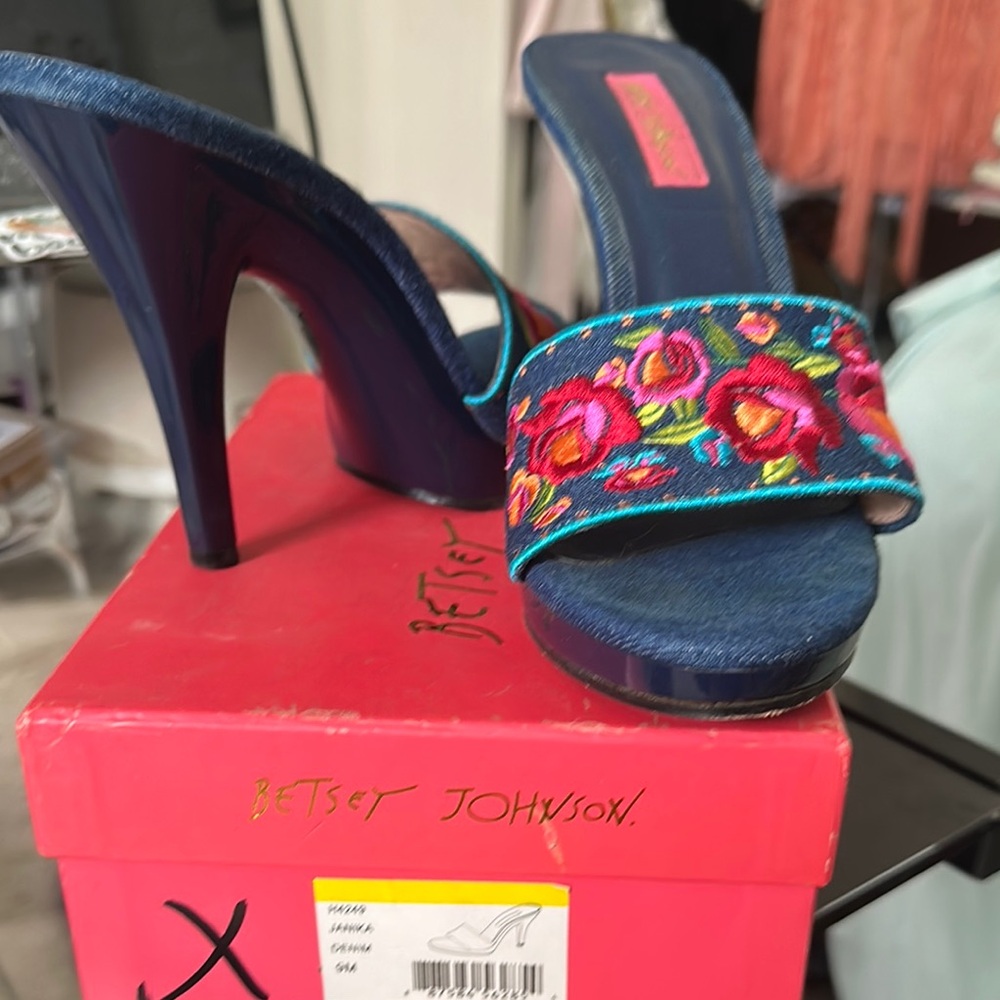 Betsey Johnson Blue Embellished Heels
